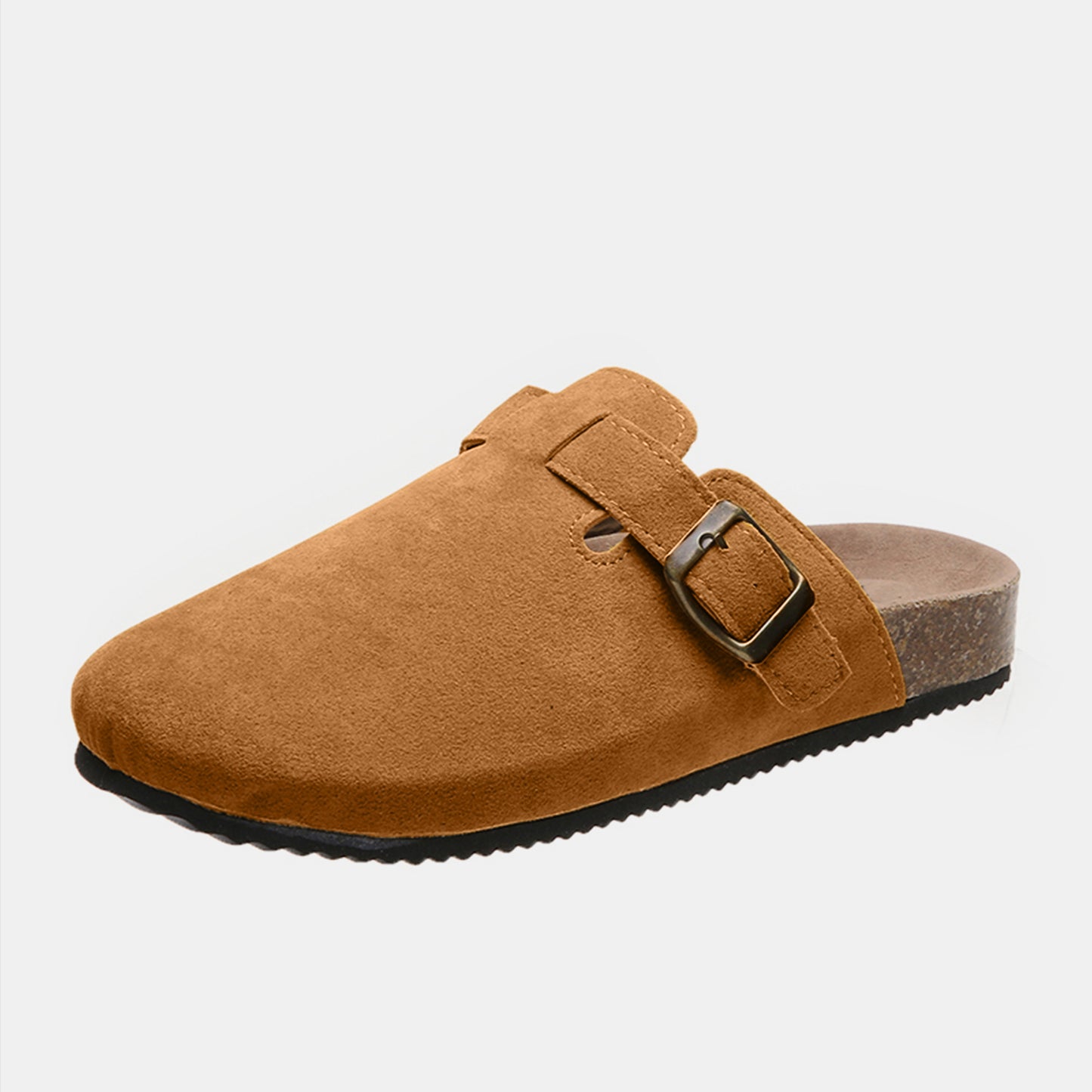 Suede Closed Toe Buckle Slide - Luxe4Everyday Caramel / 6 Shoes