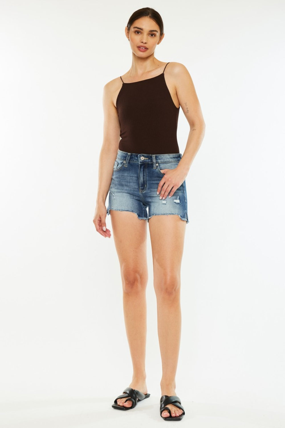 Kancan High Waist Raw Hem Denim Shorts - Luxe4Everyday Shorts