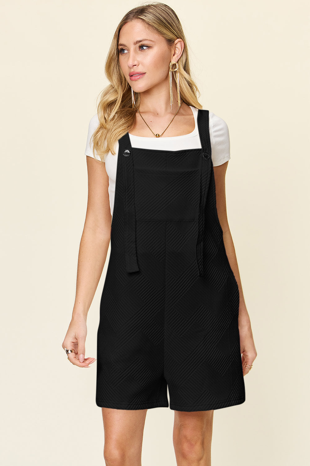 Double Take Full Size Texture Sleeveless Romper - Luxe4Everyday Black / S Jumpsuit