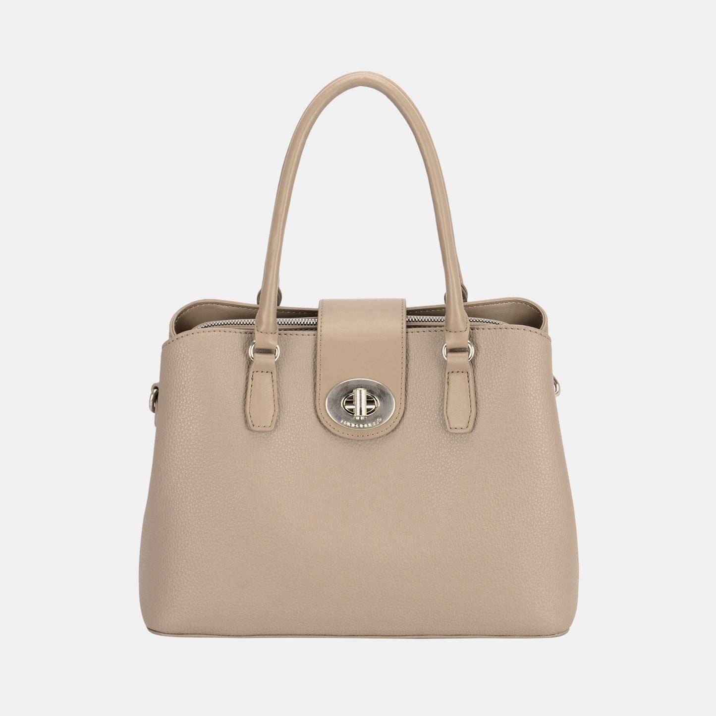 David Jones PU Leather Twist-Lock Tote Bag - Luxe4Everyday Gravel / One Size Bags