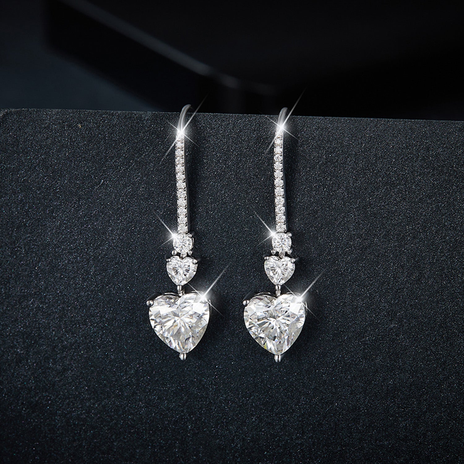 5.44 Carat 925 Sterling Silver Moissanite Heart Drop Earrings - Luxe4Everyday Earrings