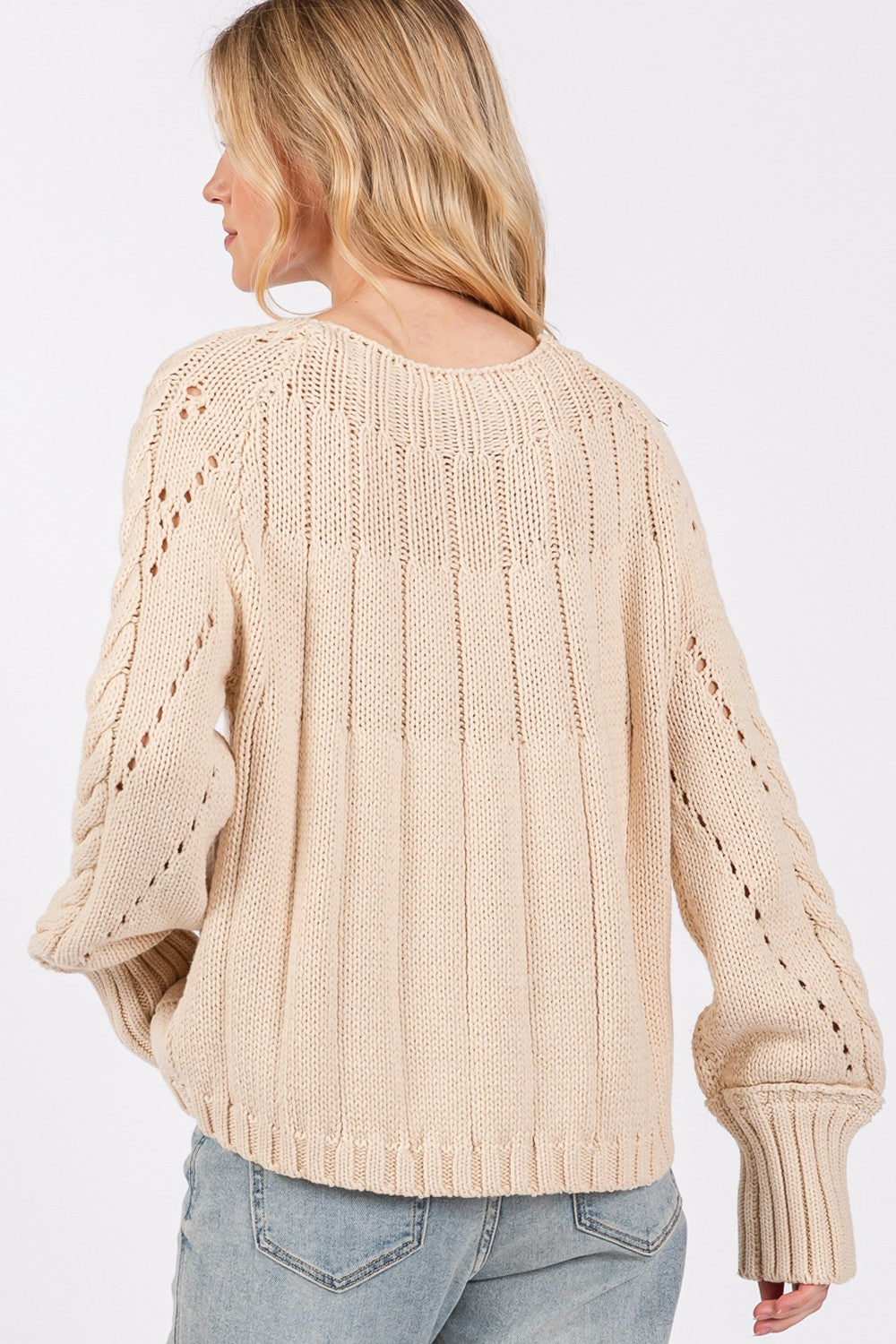 SAGE + FIG Cable-Knit Long Sleeve Sweater - Luxe4Everyday Sweater