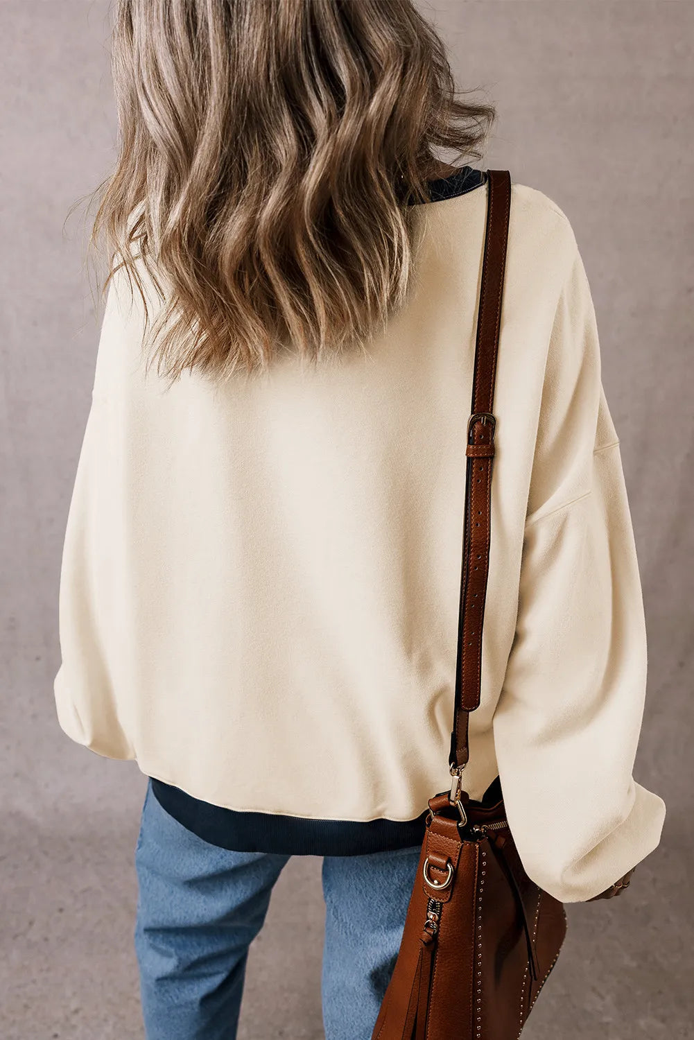 THANKFUL Round Neck Long Sleeve Sweatshirt - Luxe4Everyday Ivory / S Sweatshirt