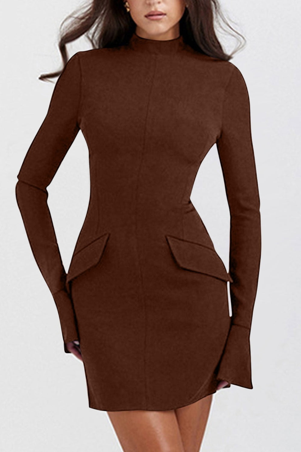 Mock Neck Long Sleeve Mini Dress - Luxe4Everyday dress