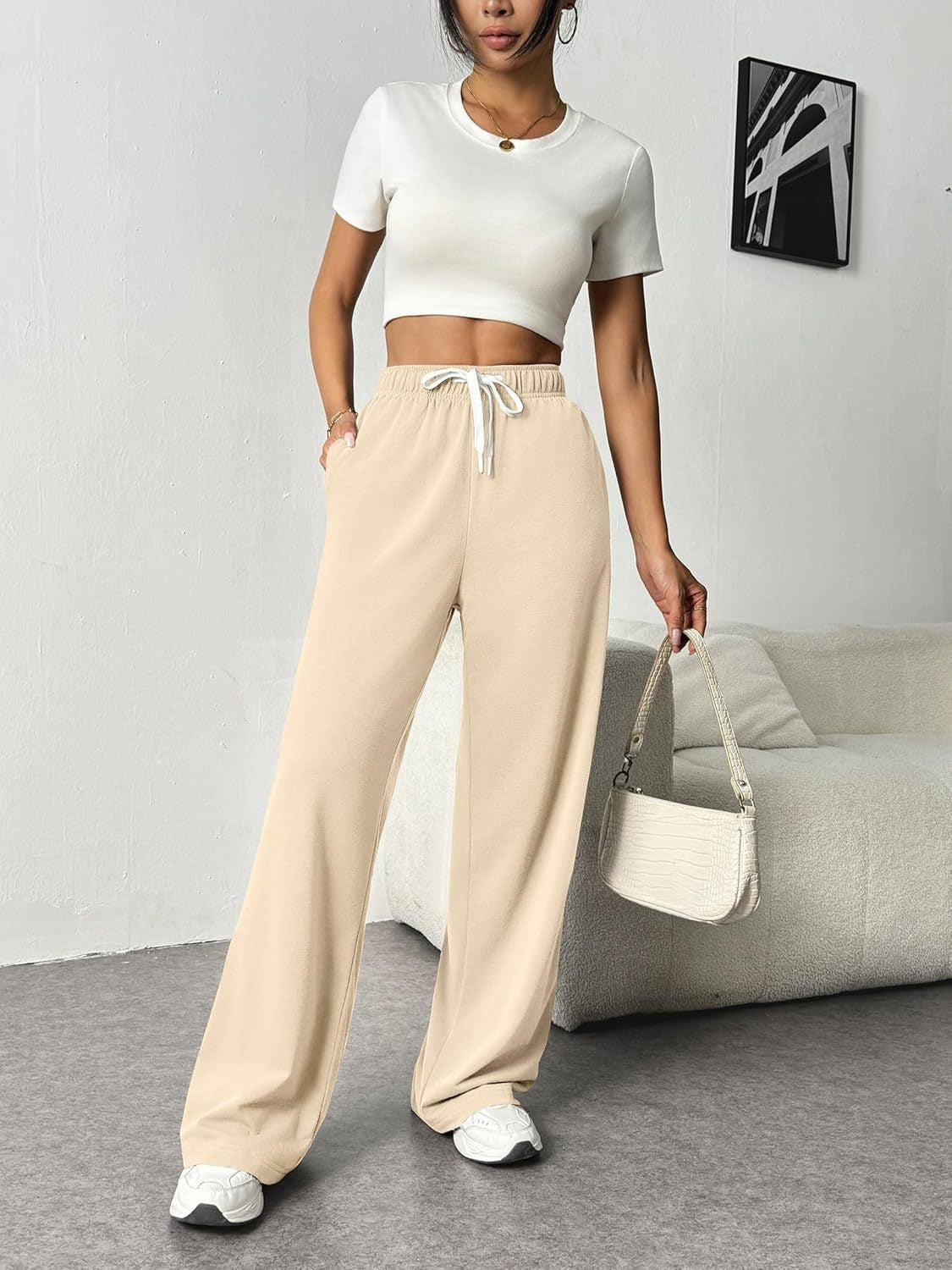 Drawstring Wide Leg Pants with Pockets - Luxe4Everyday Tan / S Pants