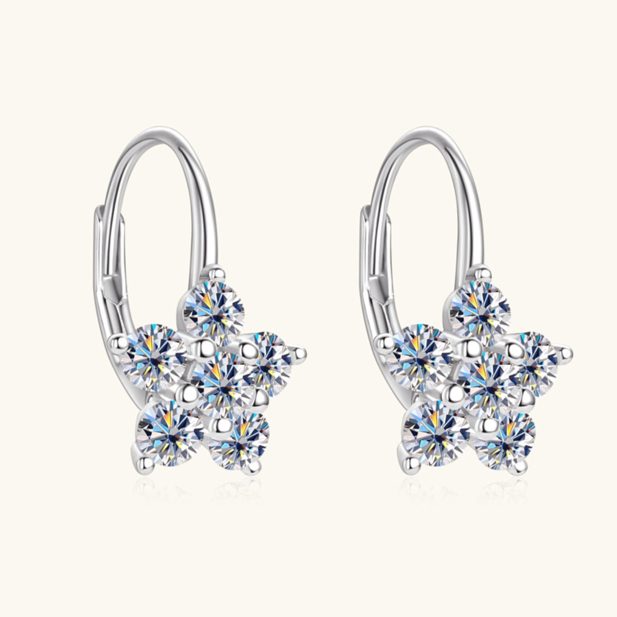 1.2 Carat 925 Sterling Silver Moissanite Flower Huggie Earrings - Luxe4Everyday Earrings