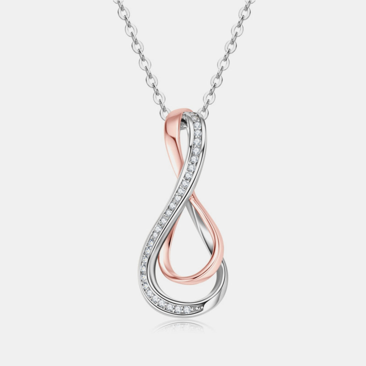 925 Sterling Silver Inlaid Moissanite Infinity Pendant Necklace - Luxe4Everyday Necklace