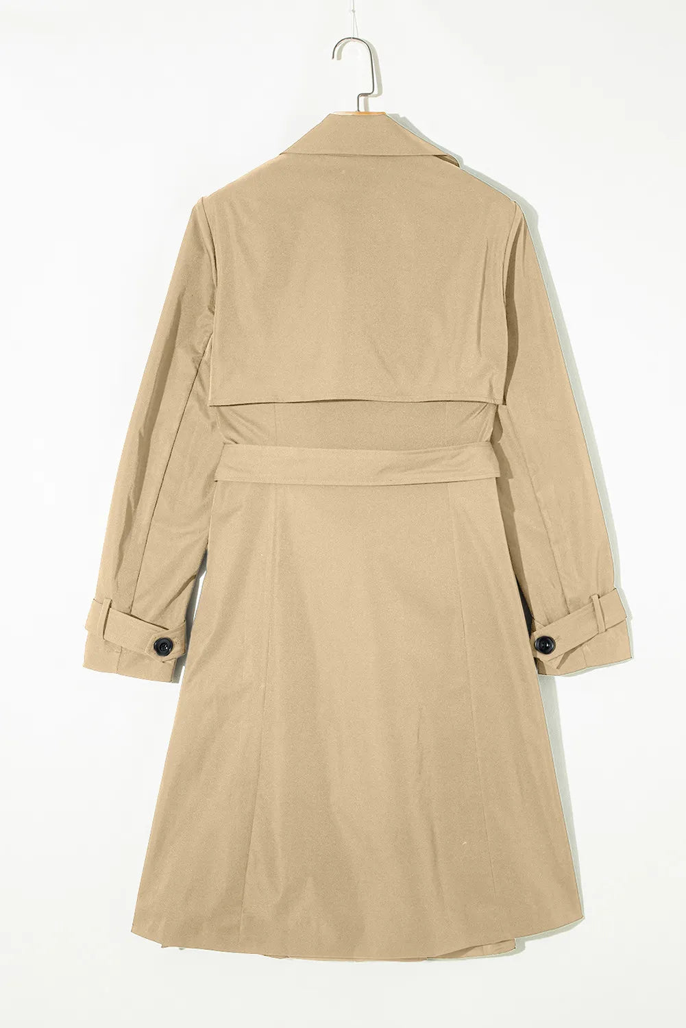 Collared Neck Tie Waist Buttoned Long Sleeve Trench Coat - Luxe4Everyday Dust Storm / S Coat