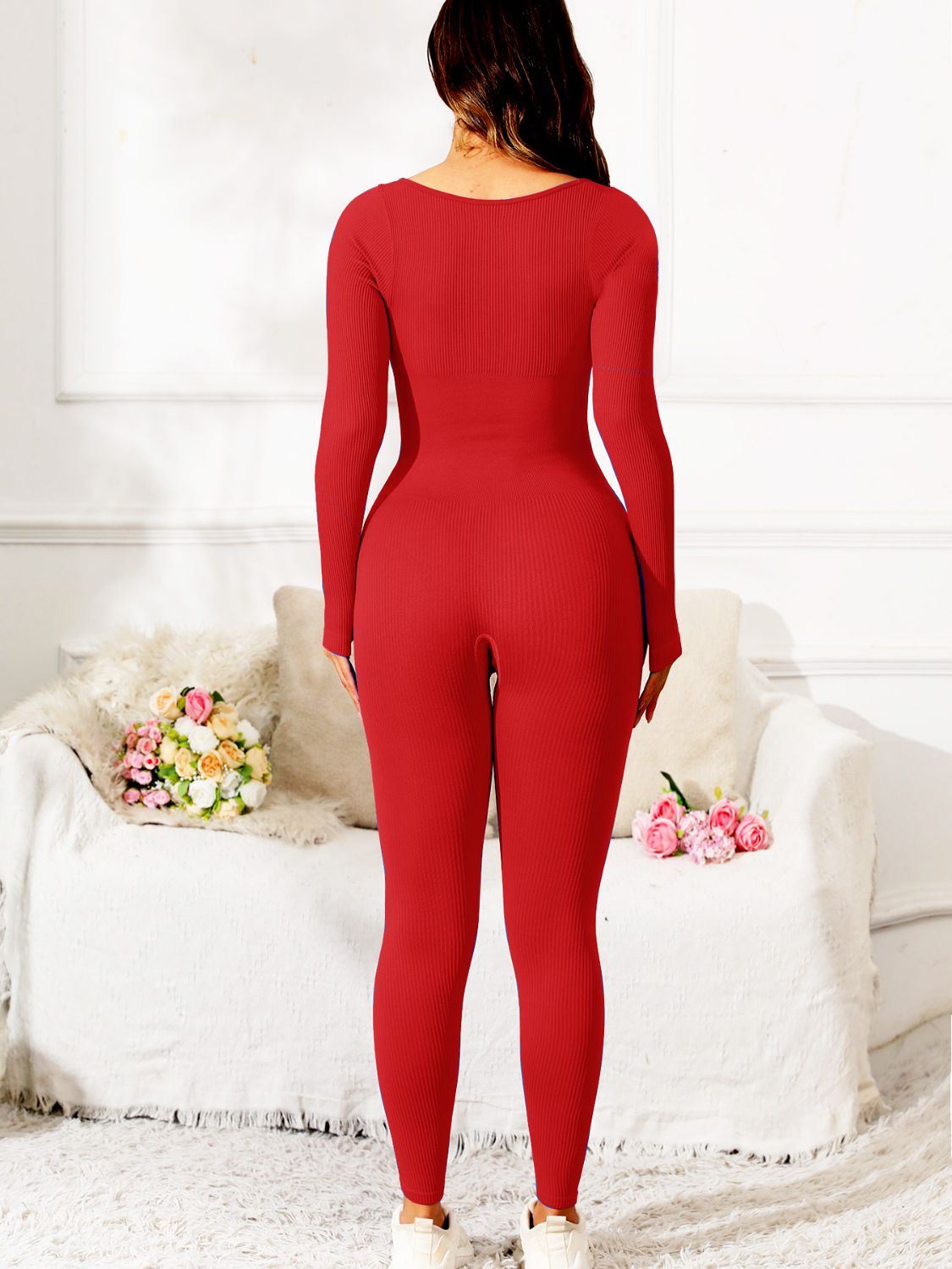 Scoop Neck Long Sleeve Active Jumpsuit - Luxe4Everyday Activewear