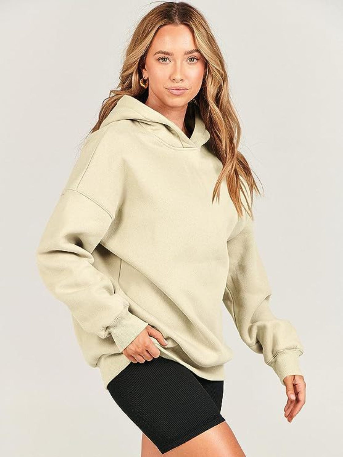 Dropped Shoulder Long Sleeve Hoodie - Luxe4Everyday Hoodie