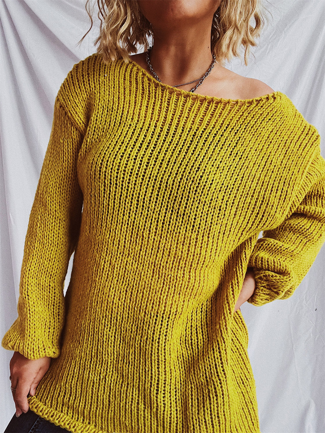 Boat Neck Dropped Shoulder Sweater - Luxe4Everyday Sweater