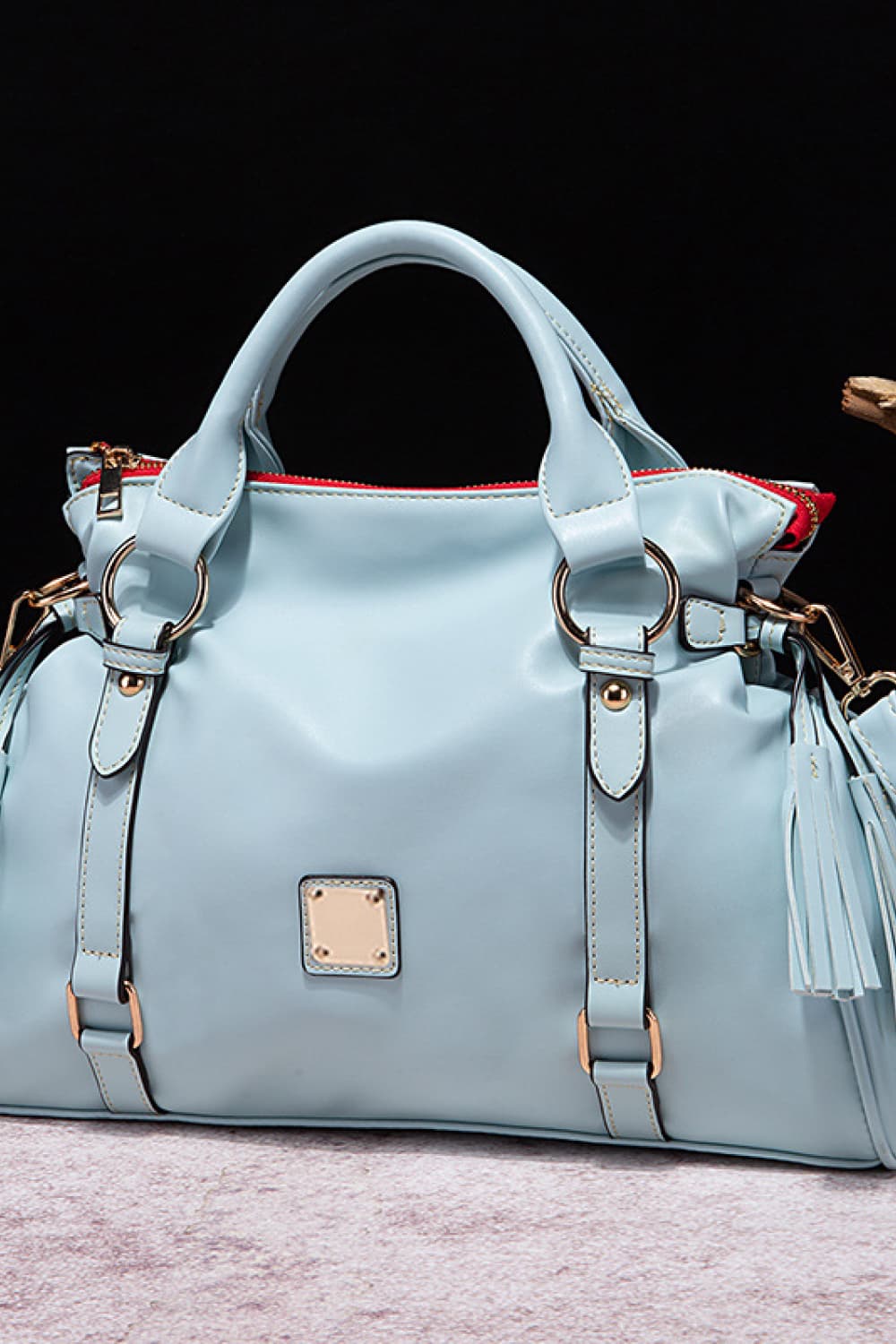 PU Leather Handbag with Tassels - Luxe4Everyday Light Blue / One Size Bag