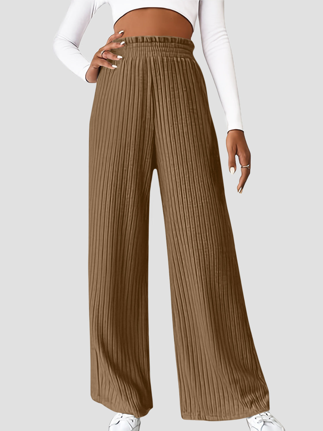 Ribbed High Waist Pants - Luxe4Everyday Camel / S Pants