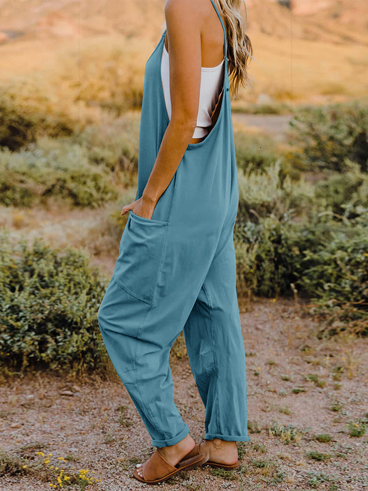 Double Take Full Size V-Neck Sleeveless Jumpsuit with Pockets - Luxe4Everyday Jumpsuit