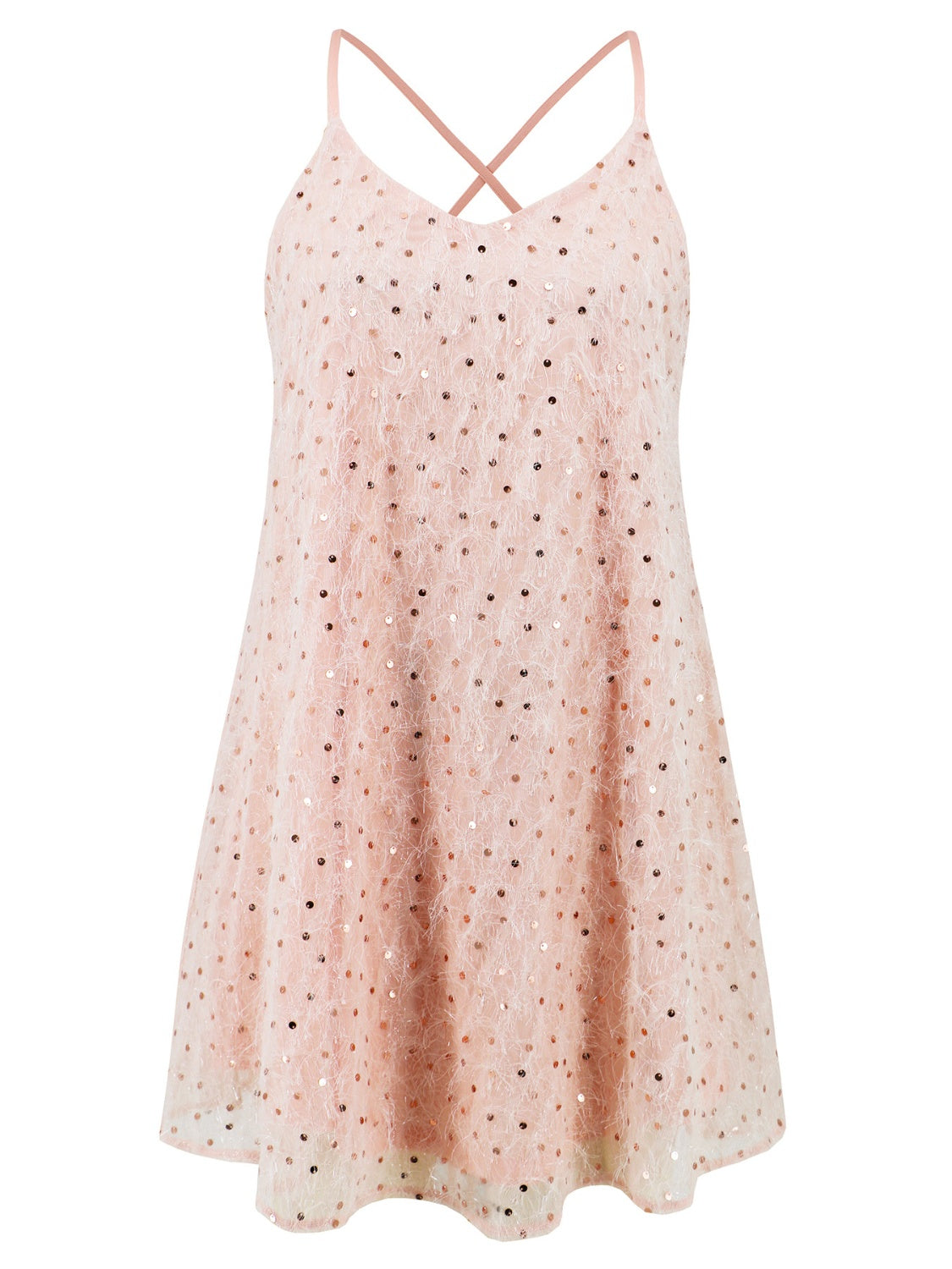 Sequin V-Neck Mini Cami Dress - Luxe4Everyday Apricot / S Dress