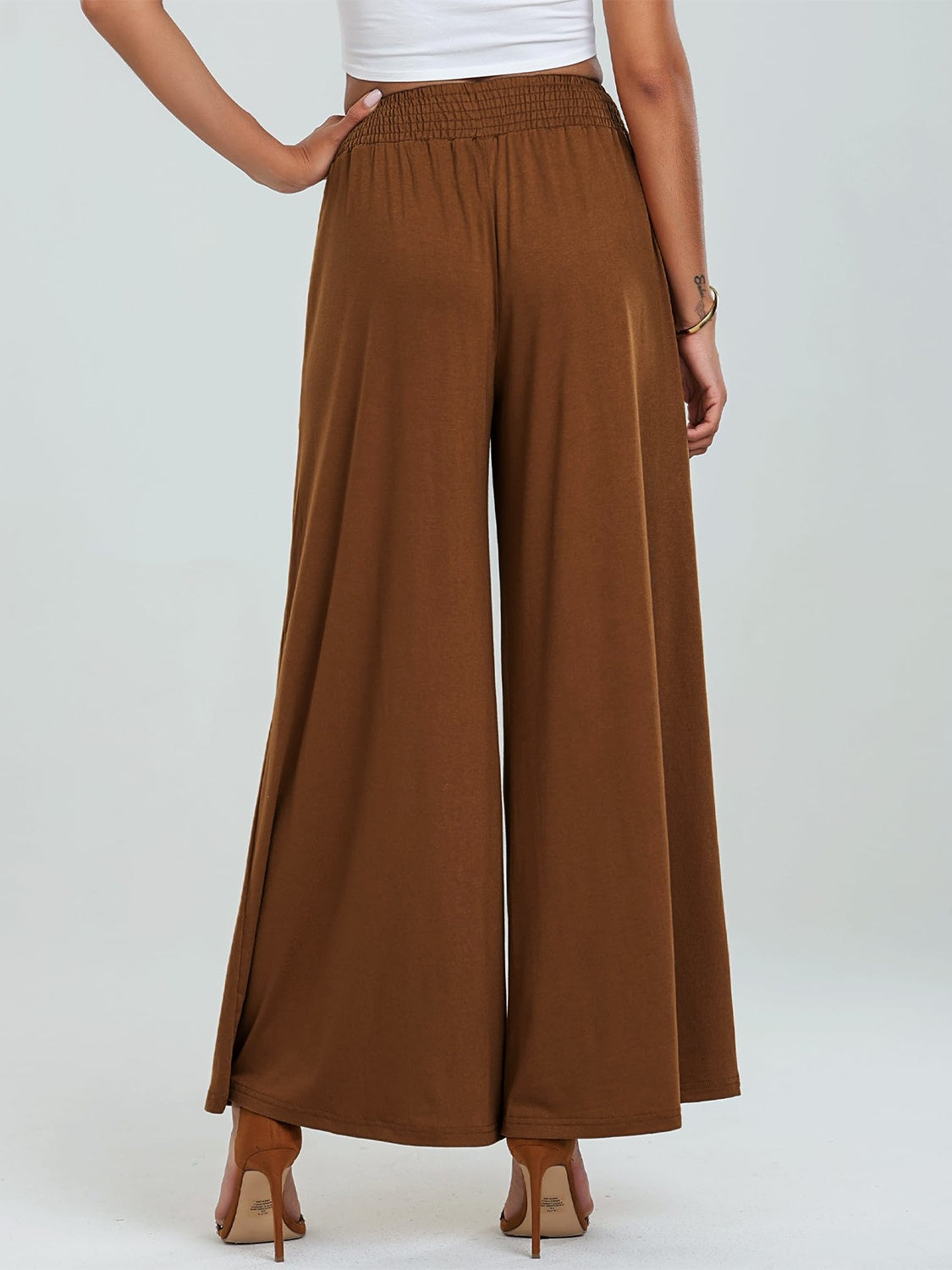 Pocketed Elastic Waist Wide Leg Pants - Luxe4Everyday Pants