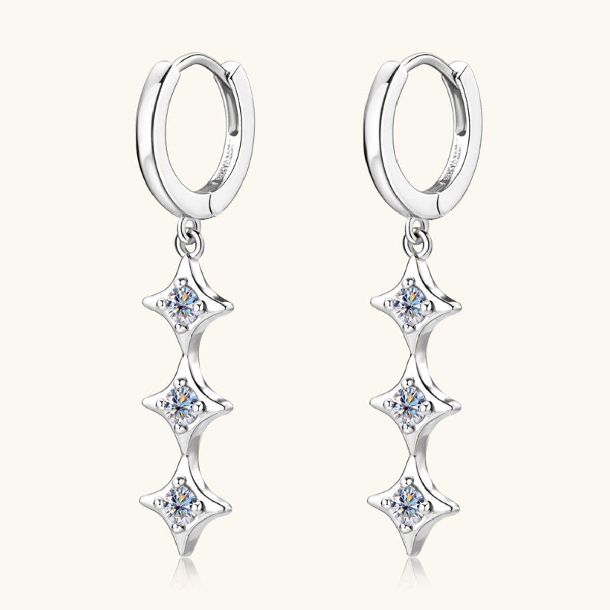 Moissanite 925 Sterling Silver Geometric Shape Earrings - Luxe4Everyday earrings