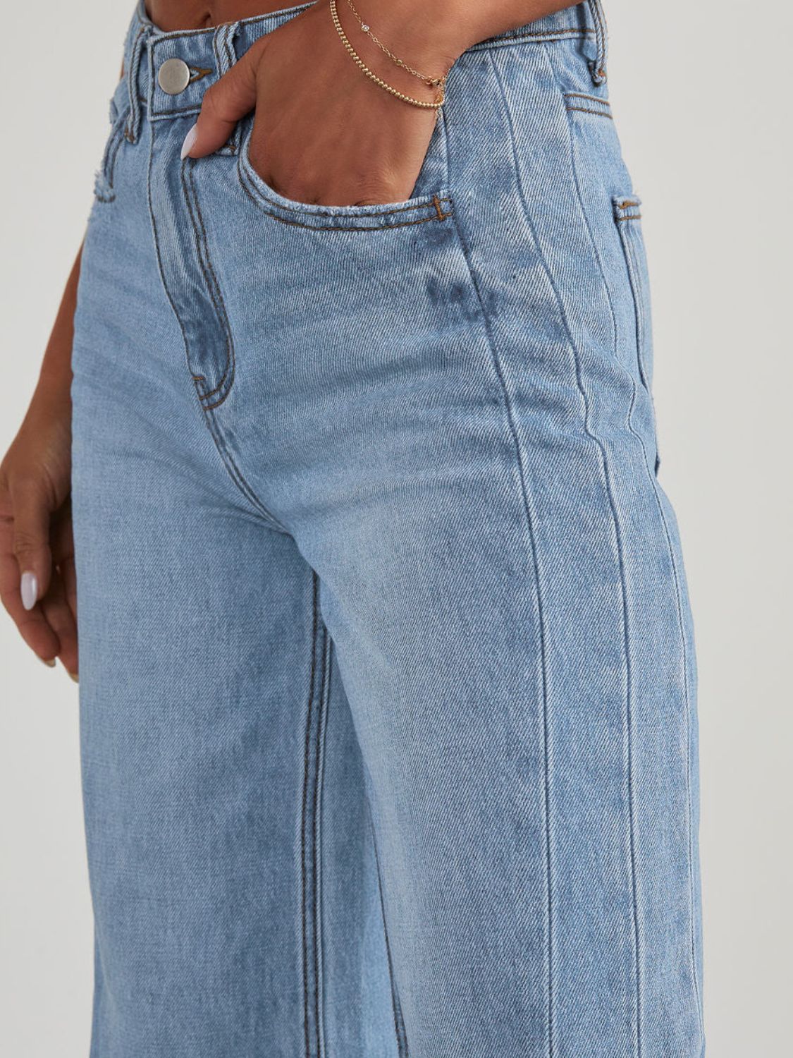 Raw Hem Wide Leg Jeans with Pockets - Luxe4Everyday Jeans