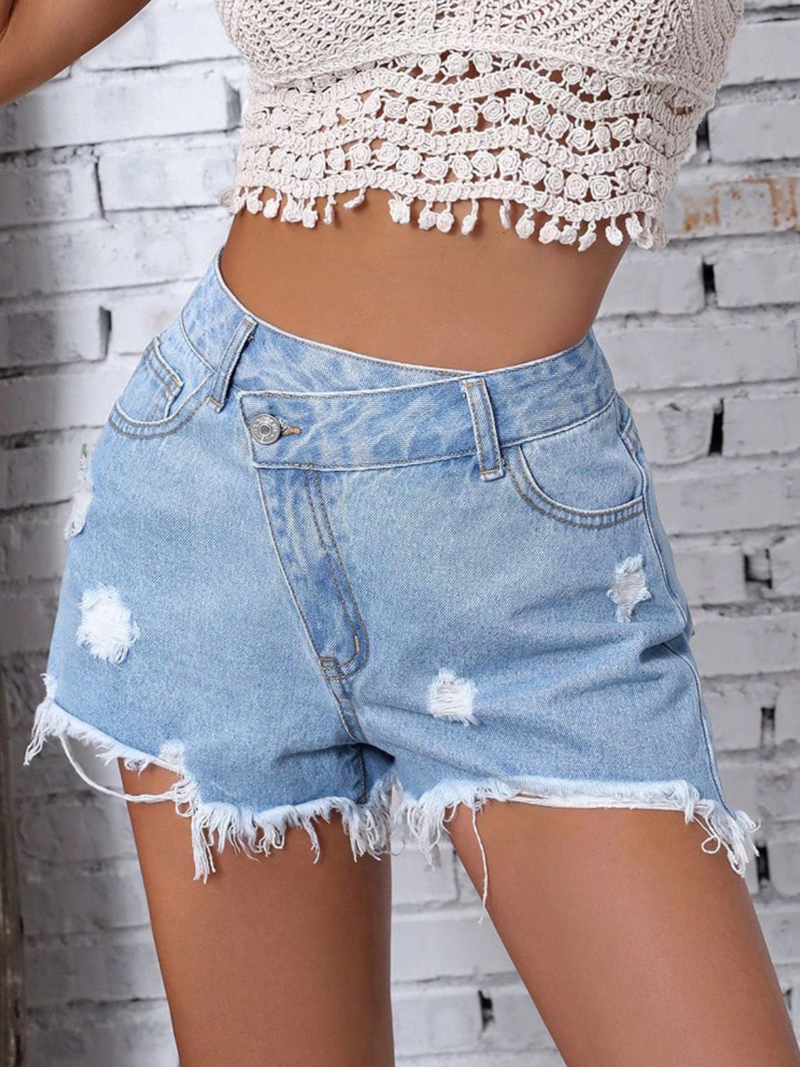 Distressed Raw Hem Denim Shorts - Luxe4Everyday Shorts