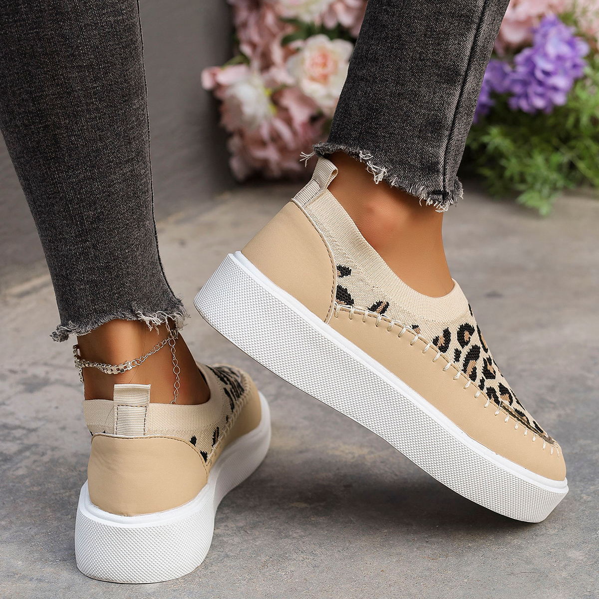 Leopard Round Toe Platform Sneakers - Luxe4Everyday Shoes