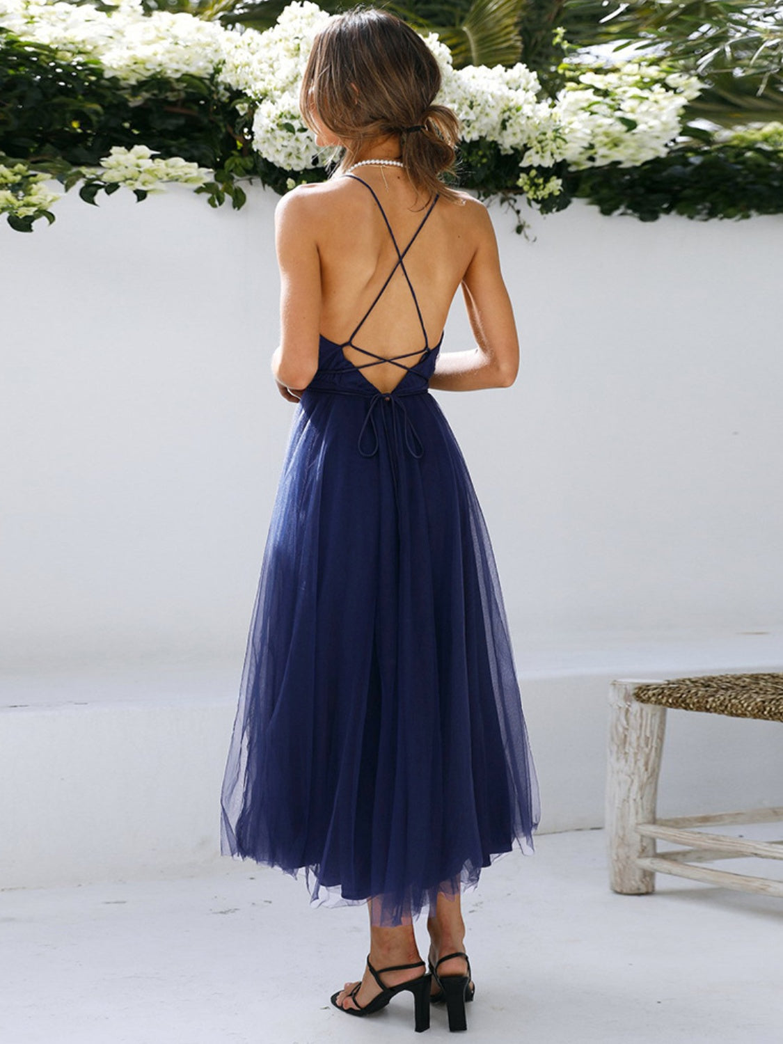 Backless Crisscross Sleeveless Midi Dress - Luxe4Everyday Dress