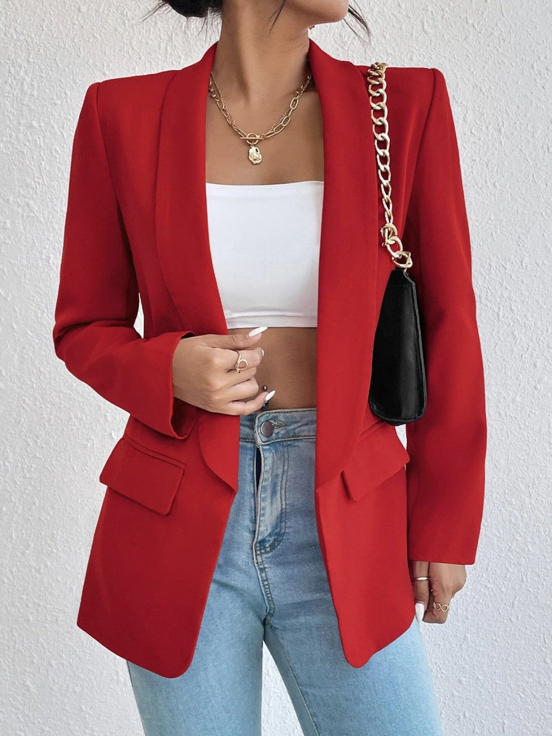 Shawl Collar Long Sleeve Blazer - Luxe4Everyday Blazer