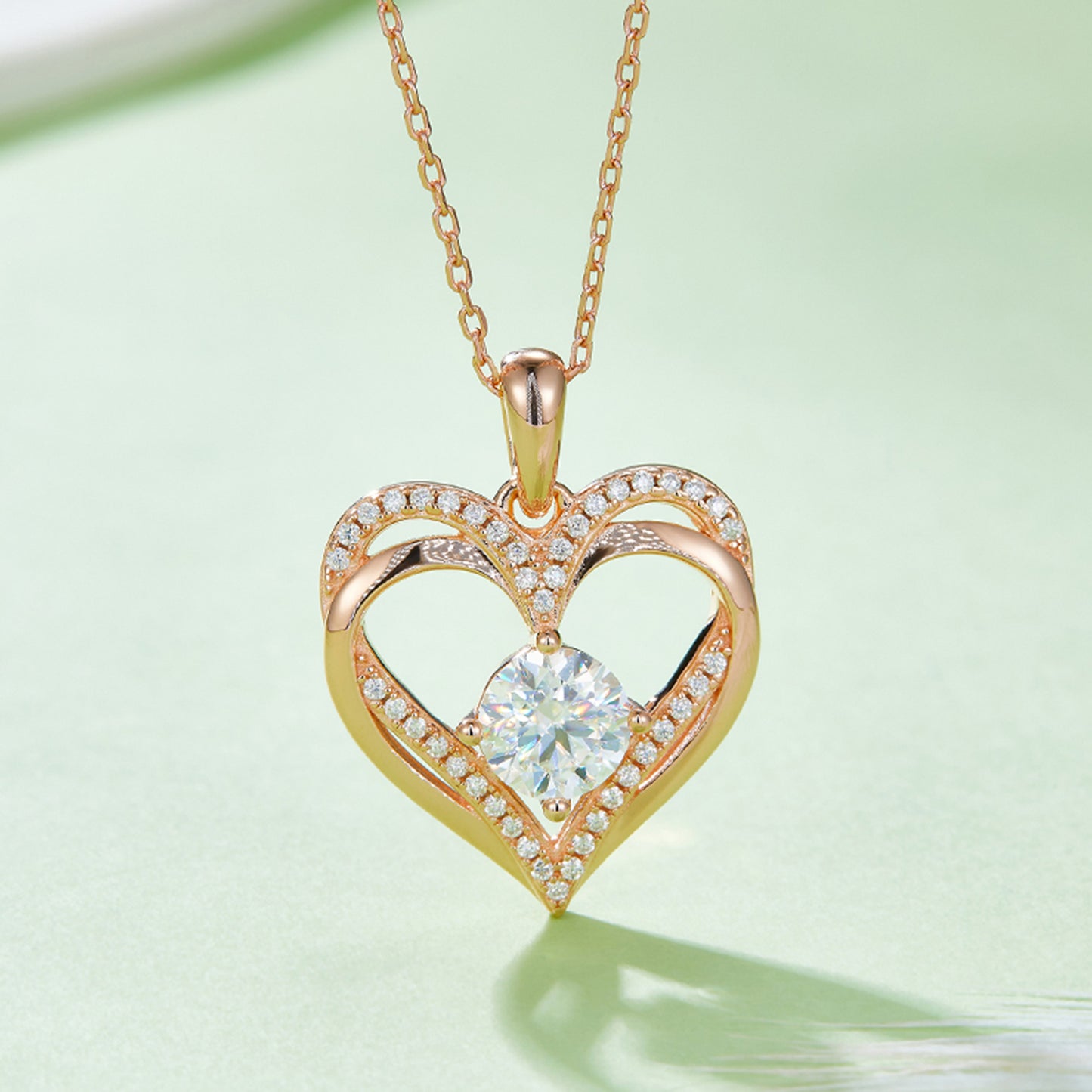 1.2 Carat Moissanite 925 Sterling Silver Heart Necklace - Luxe4Everyday Rose Gold / One Size Necklace