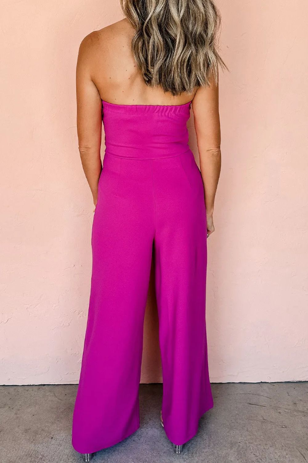 Tied Tube Wide Leg Jumpsuit - Luxe4Everyday Cerise / S Jumpsuit