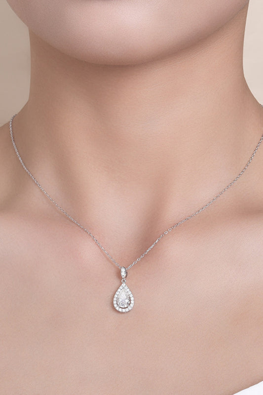 1.5 Carat Moissanite 925 Sterling Silver Teardrop Necklace - Luxe4Everyday Silver / One Size Necklace