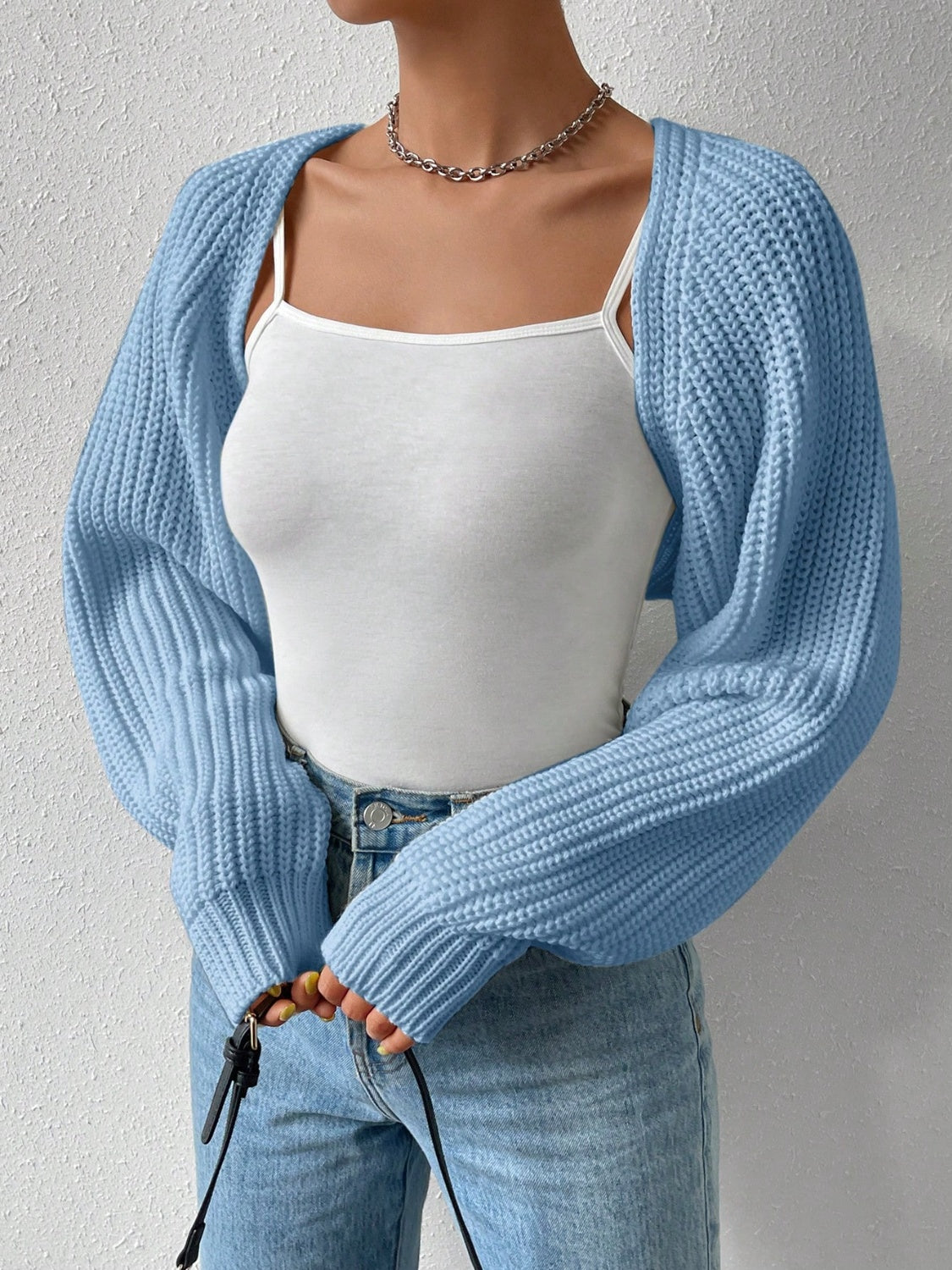 Honey Open Front Long Sleeve Cropped Cardigan - Luxe4Everyday Sweater