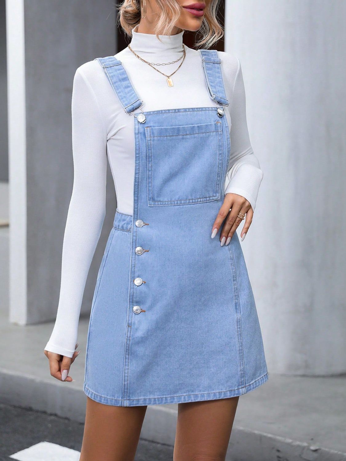 Wide Strap Denim Overall Dress - Luxe4Everyday Medium / XS Dress