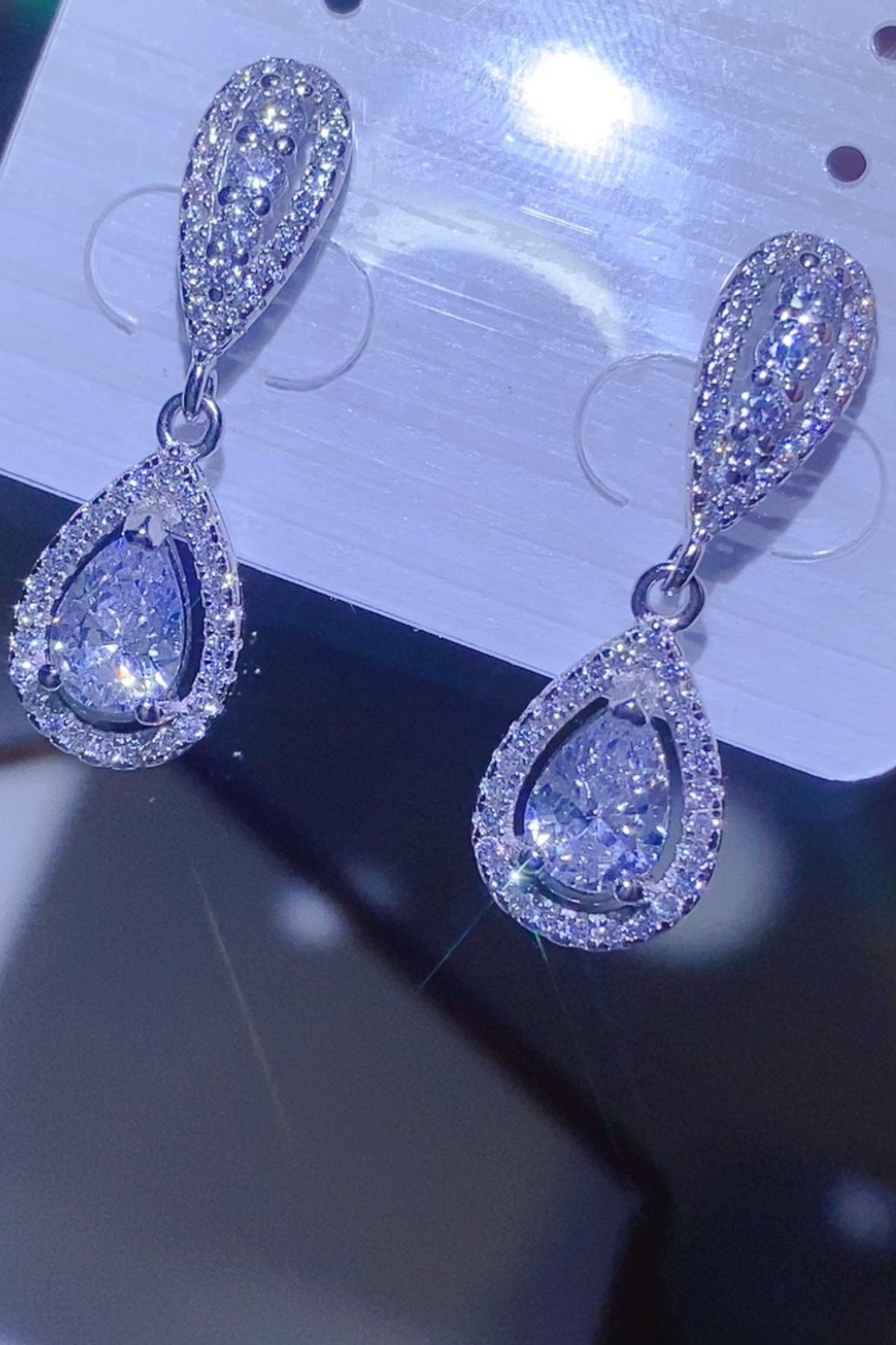 2 Carat Moissanite 925 Sterling Silver Teardrop Earrings - Luxe4Everyday Silver / One Size Earrings