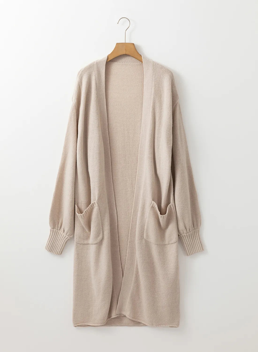 Pocketed Open Front Long Sleeve Cardigan - Luxe4Everyday Jacket