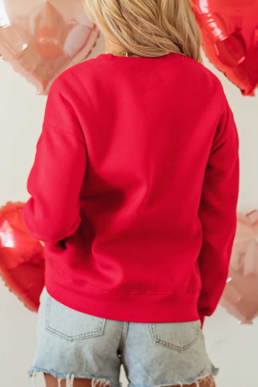 Valentine’s Day XOXO Round Neck Drop Shoulder Sweatshirt - Luxe4Everyday Red / S Sweater