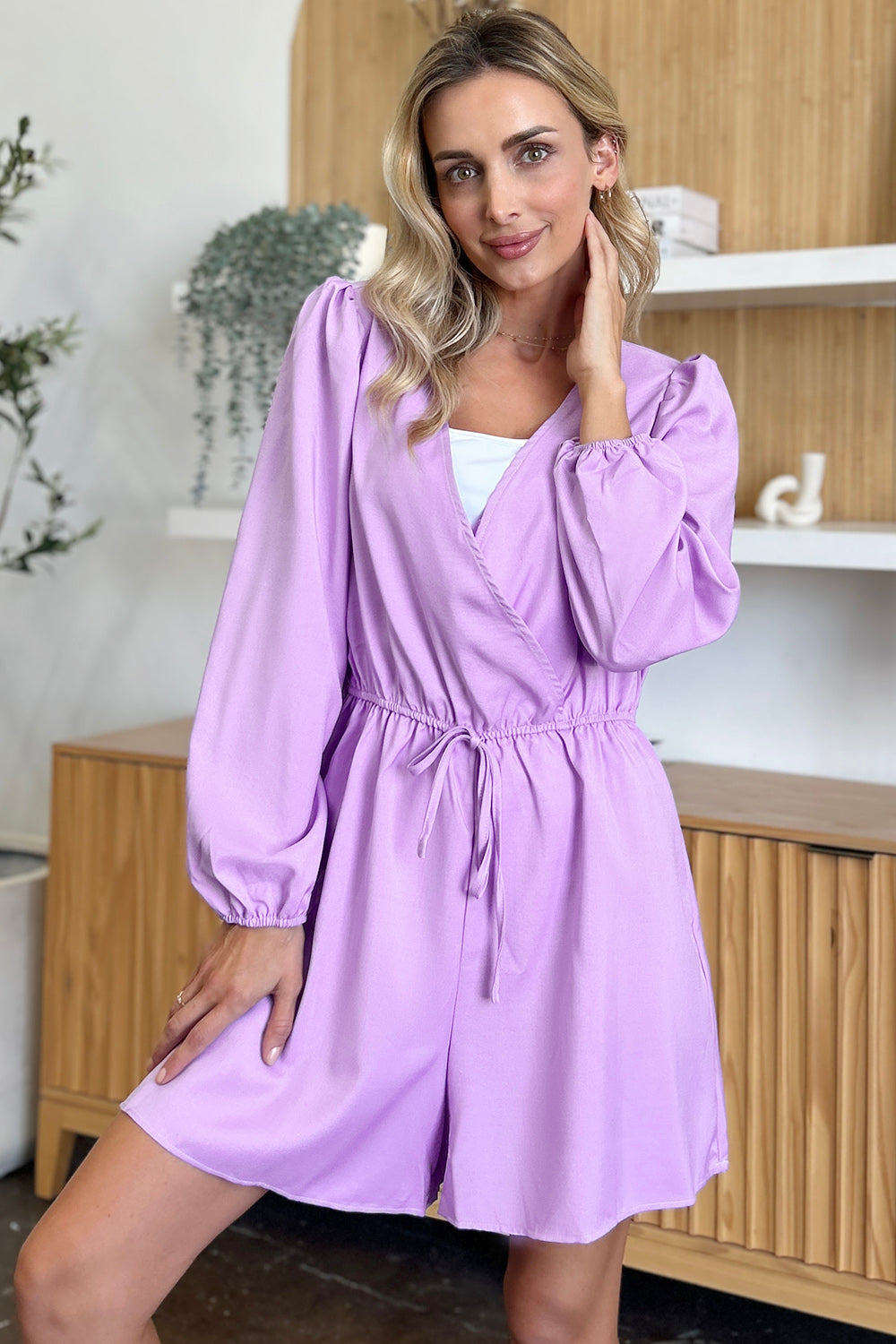 Double Take Full Size Drawstring Long Sleeve Romper - Luxe4Everyday Jumpsuit