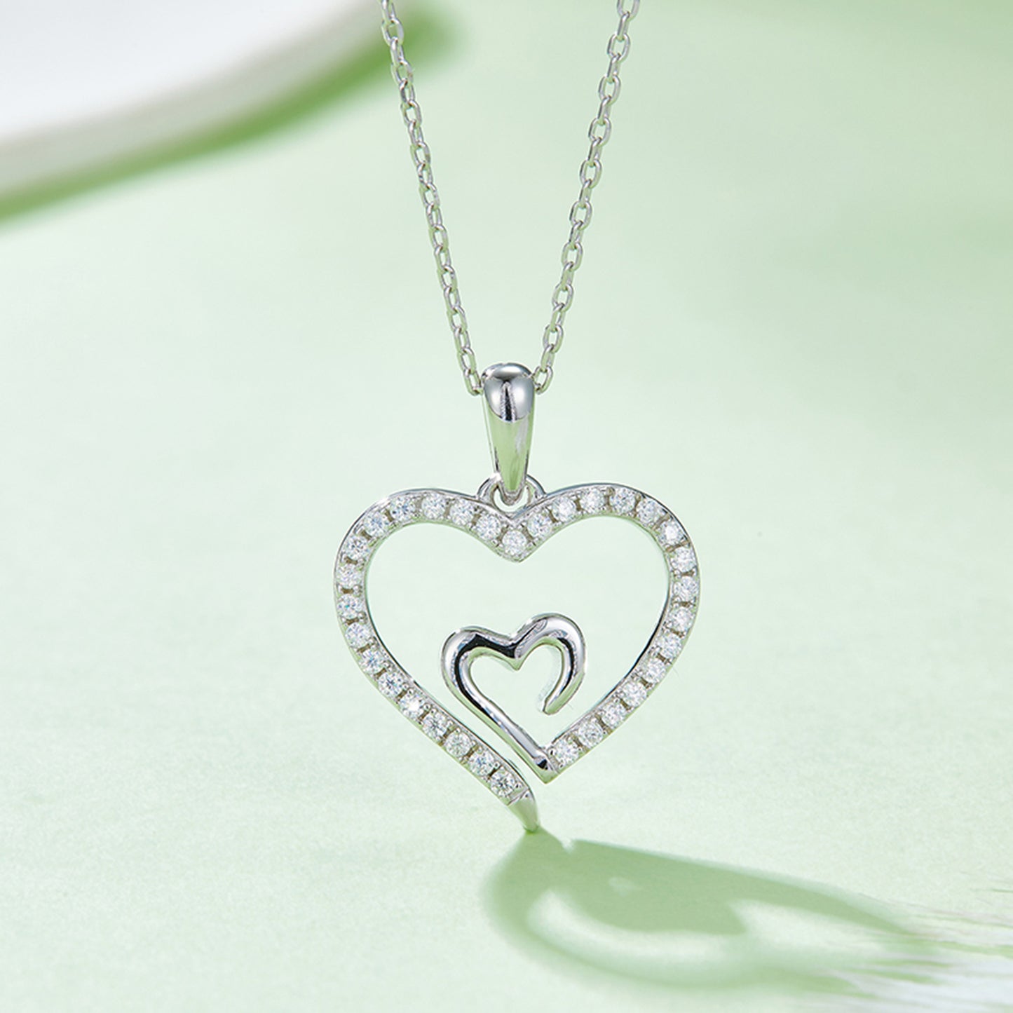 Moissanite 925 Sterling Silver Heart Pendant Necklace - Luxe4Everyday Silver / One Size Necklace