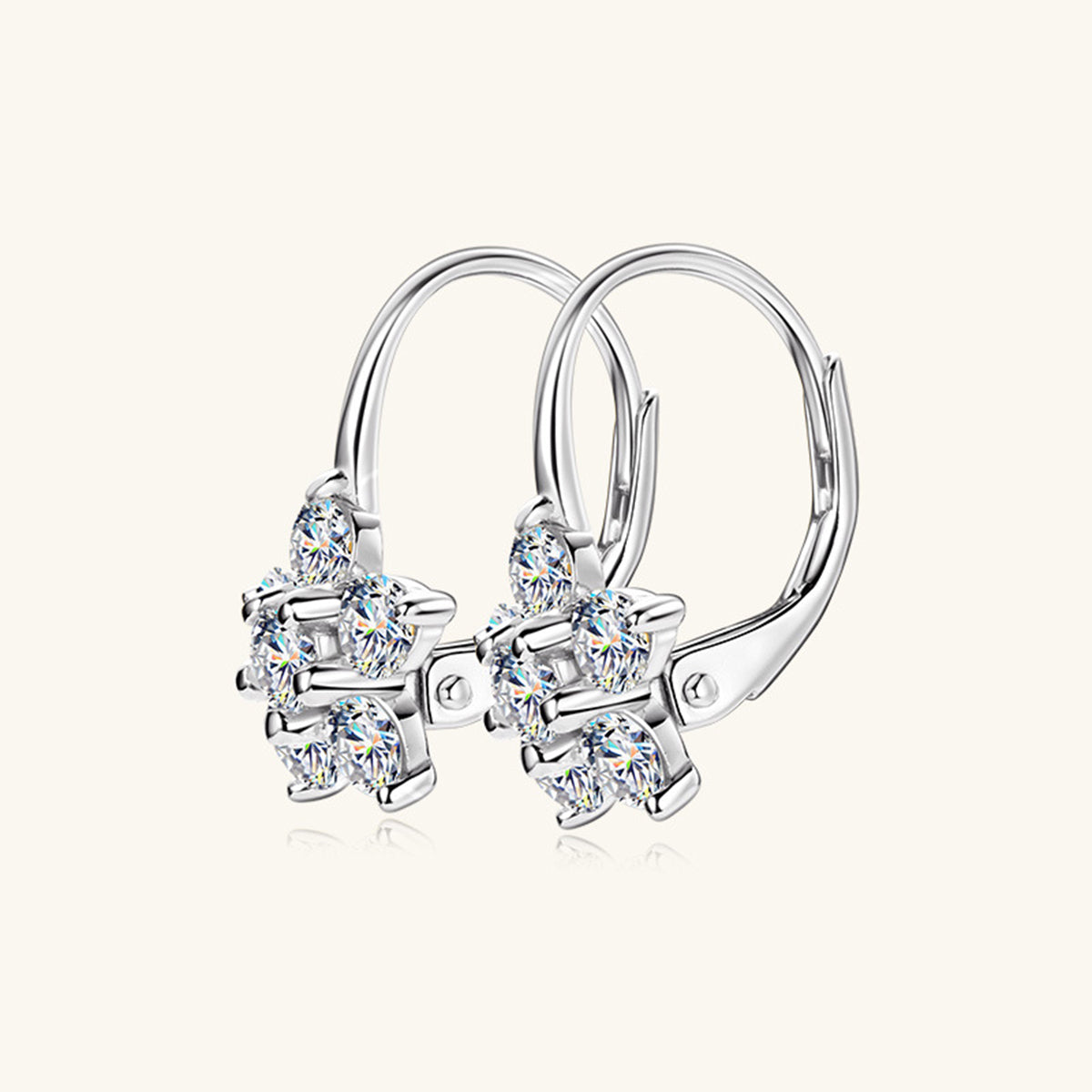 1.2 Carat 925 Sterling Silver Moissanite Flower Huggie Earrings - Luxe4Everyday Earrings