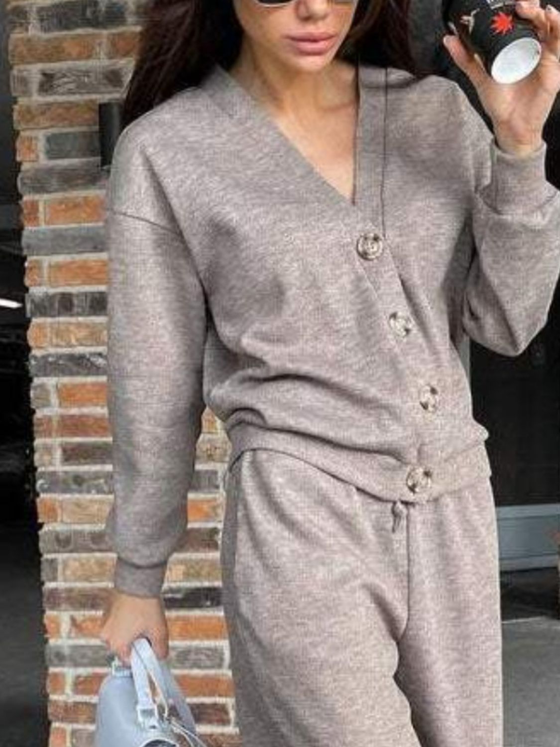 Full Size Button Up Long Sleeve Top and Pants Set - Luxe4Everyday two-piece set