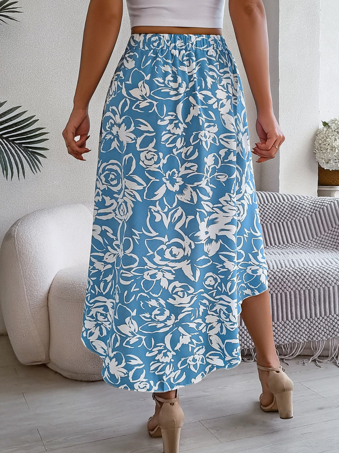 High-Low Printed High Waist Skirt - Luxe4Everyday Skirts