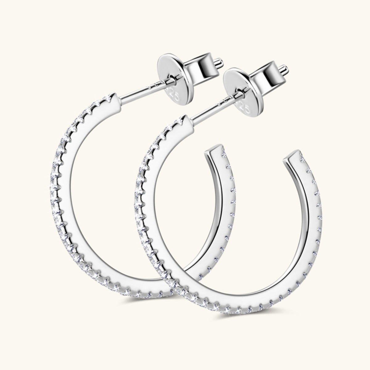 Inlaid Moissanite 925 Sterling Silver C-Hoop Earrings - Luxe4Everyday Earrings