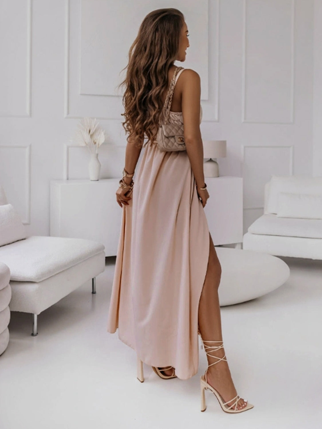 Honey Tied Surplice Sleeveless Midi Cami Dress - Luxe4Everyday Dress