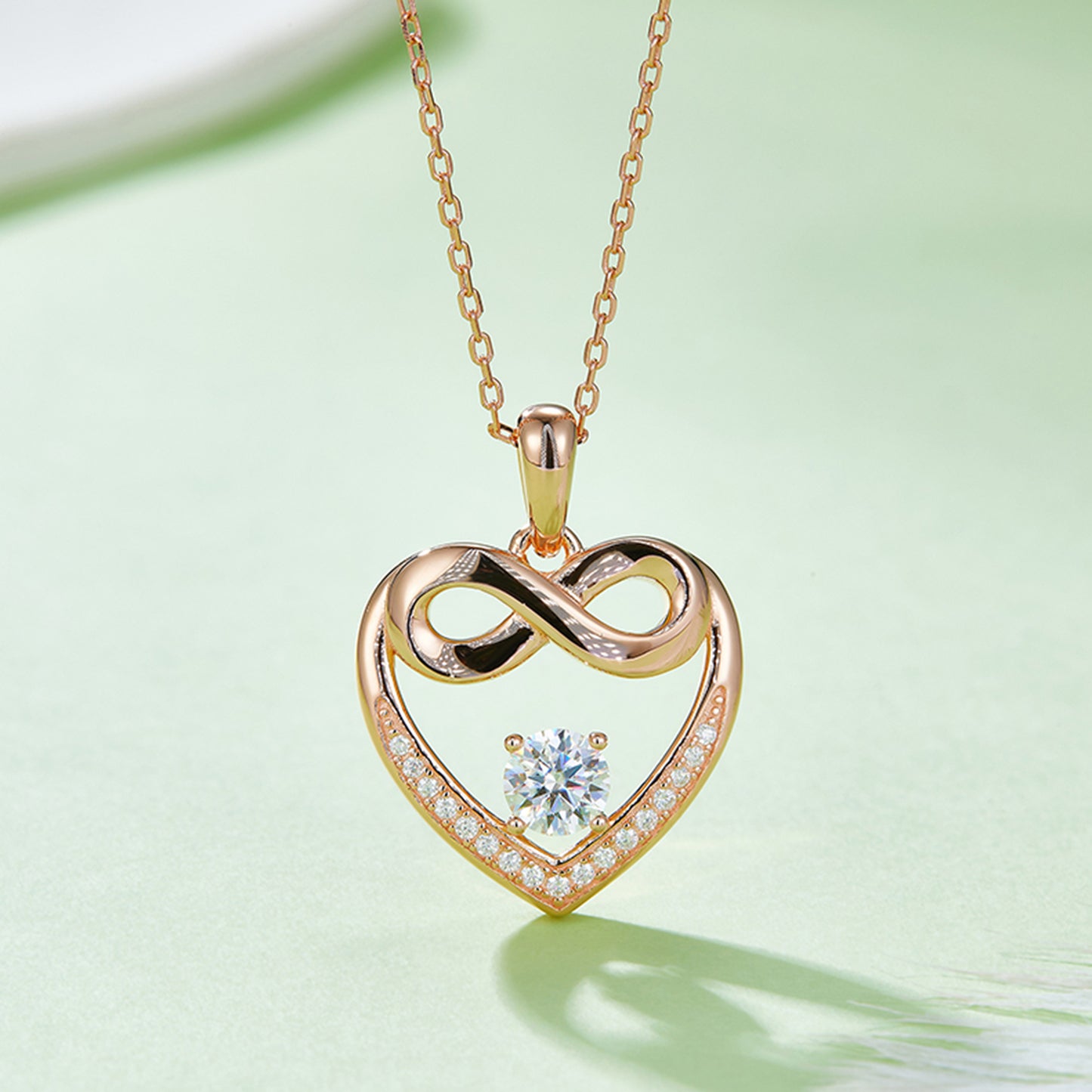 Moissanite 925 Sterling Silver Heart Necklace - Luxe4Everyday Rose Gold / One Size Necklace