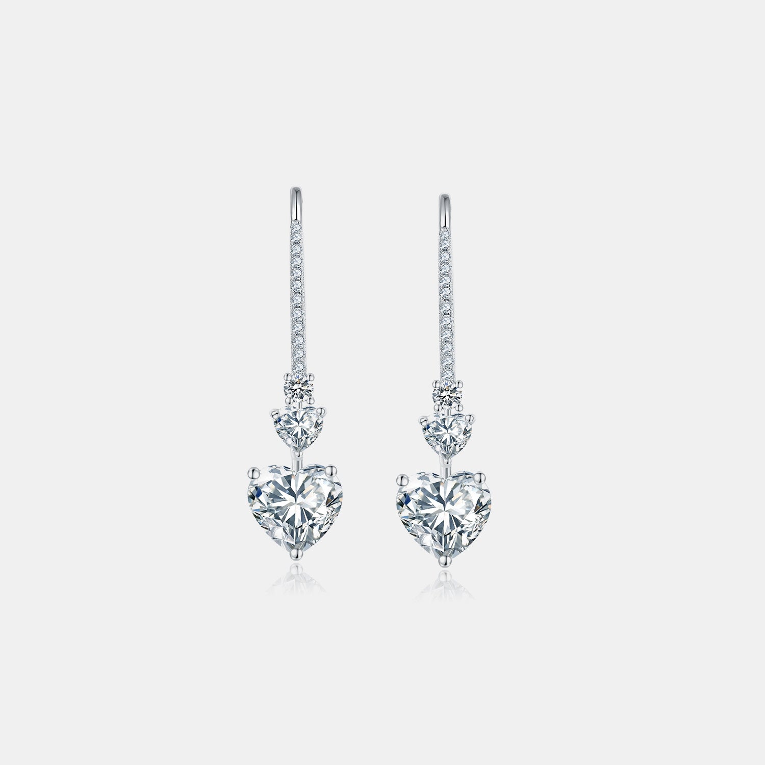 5.44 Carat 925 Sterling Silver Moissanite Heart Drop Earrings - Luxe4Everyday Silver / One Size Earrings