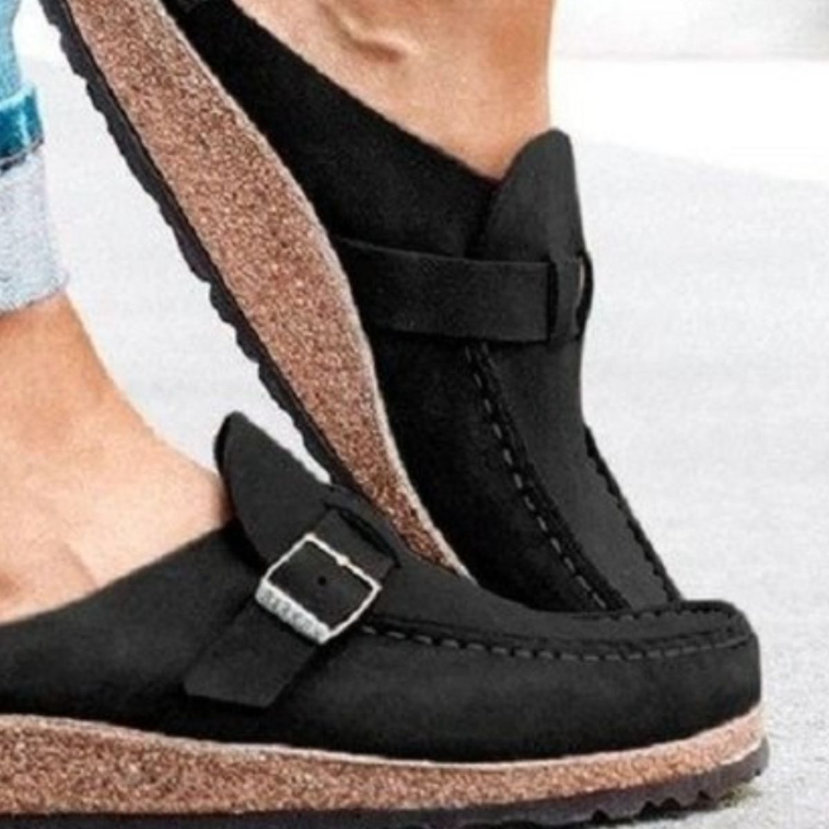 Round Toe Low Heel Buckle Loafers - Luxe4Everyday shoes