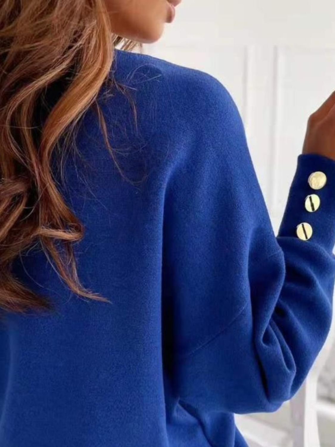 V-Neck Long Sleeve Sweatshirt - Luxe4Everyday Royal Blue / S Sweater