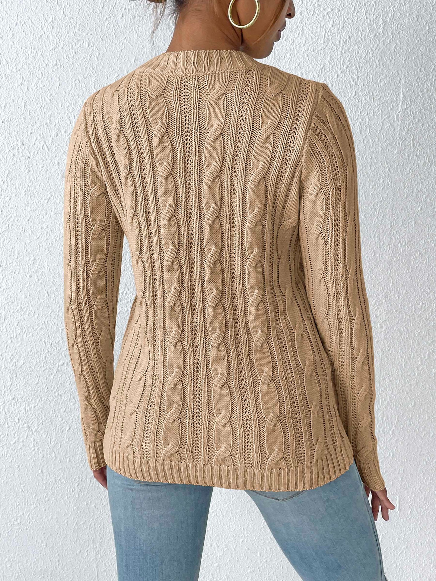 Cable-Knit Round Neck Sweater - Luxe4Everyday Sweater