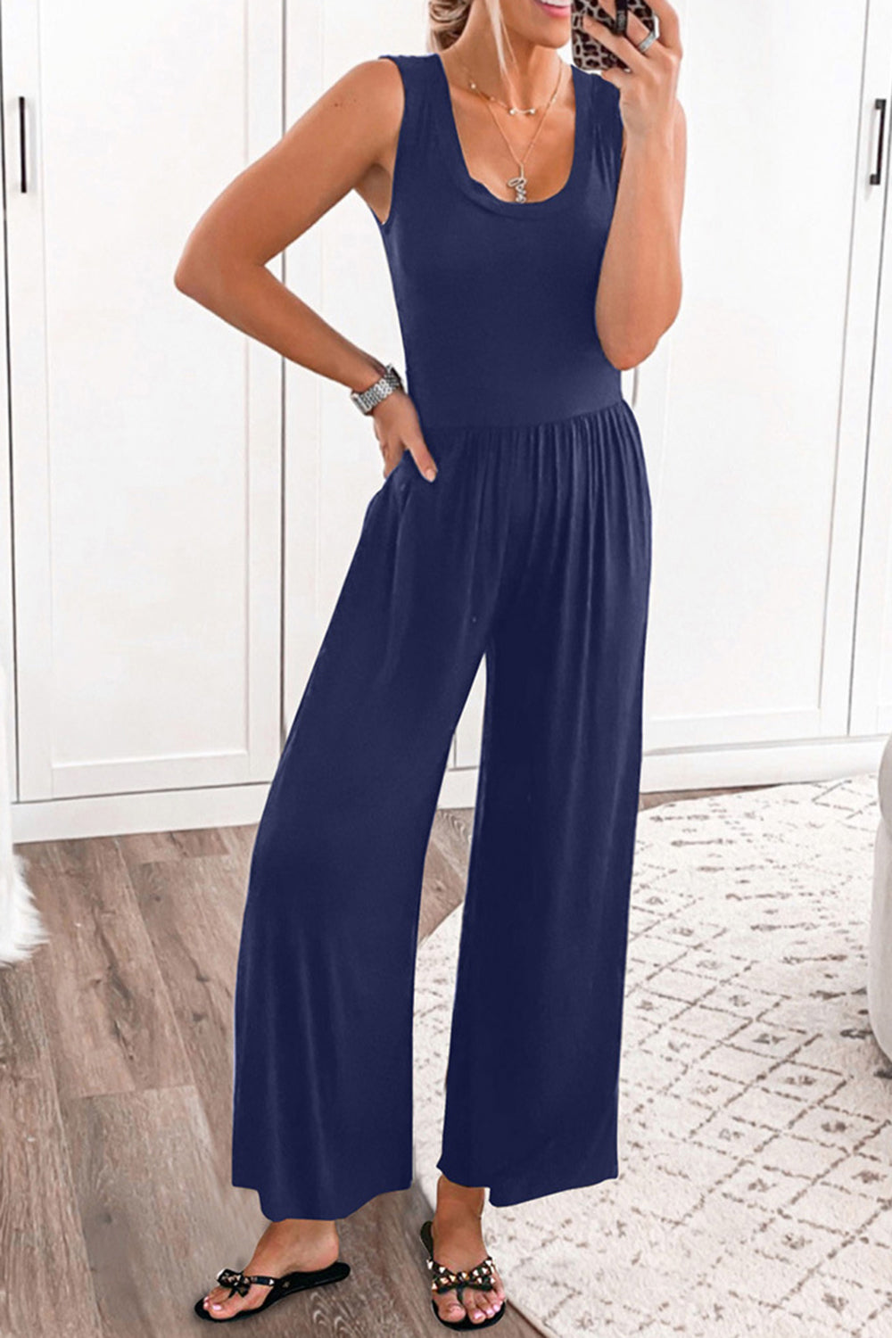 Full Size Scoop Neck Wide Strap Jumpsuit - Luxe4Everyday Jumpsuit