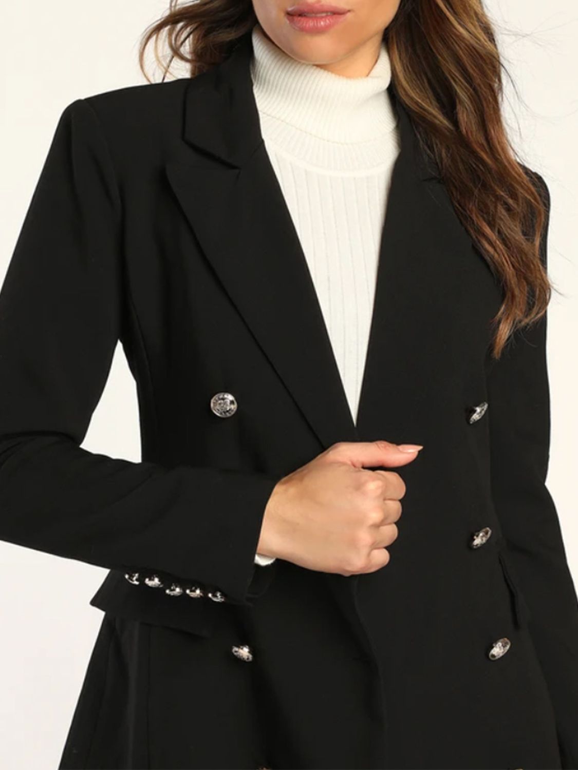 Lapel Collar Long Sleeve Blazer - Luxe4Everyday Black / S Blazer