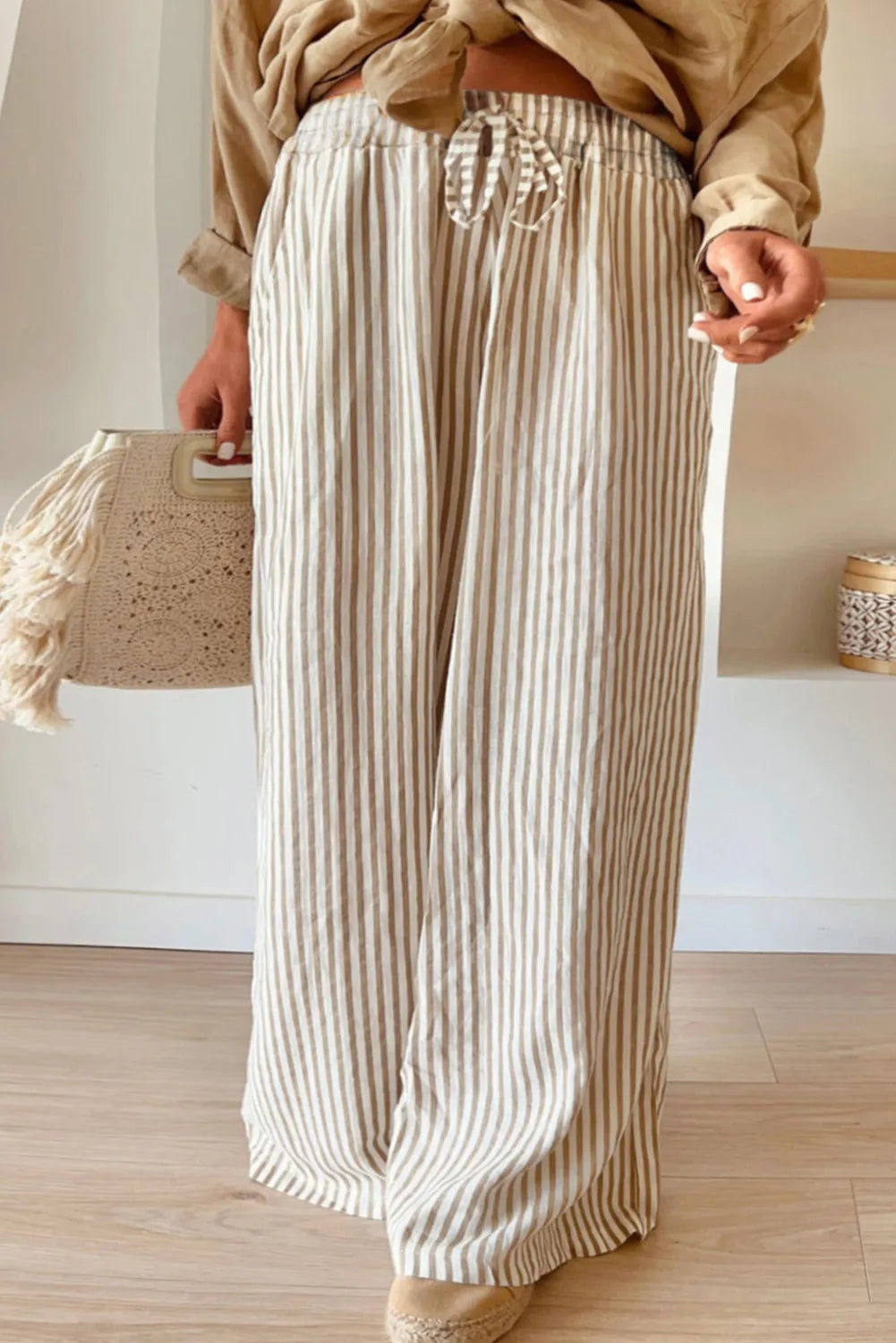 Plus Size Striped Wide Leg Pants - Luxe4Everyday Stripe / 1XL Pants