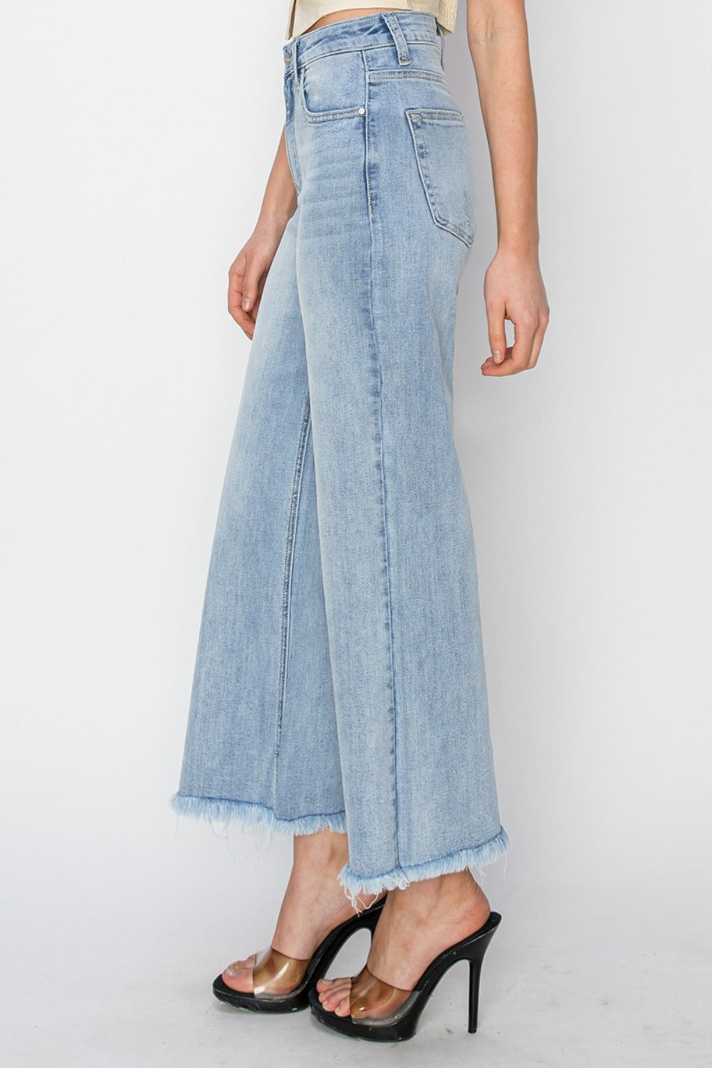 RISEN High Rise Crop Wide Fray Hem Jeans - Luxe4Everyday Light / 1(25) Jeans